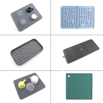 

Draining Bar Mat Silicone Water Filter Cushion Kitchen Pot Bowl Tray Heat Proof Mat Cup Mat Multi-Function Draining Mat