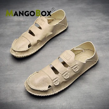 

2020 Designer PU Men Summer Shoes Slip-on Mens Sandals Outdoor Handmade Mens Athletic Sandals Big Size Sports Men Sneakers