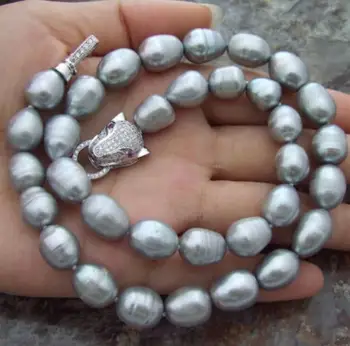 

Free Shipping STUNNING 11-12MM SOUTH SEA SILVER GREY PEARL NECKLACE 18 INCH