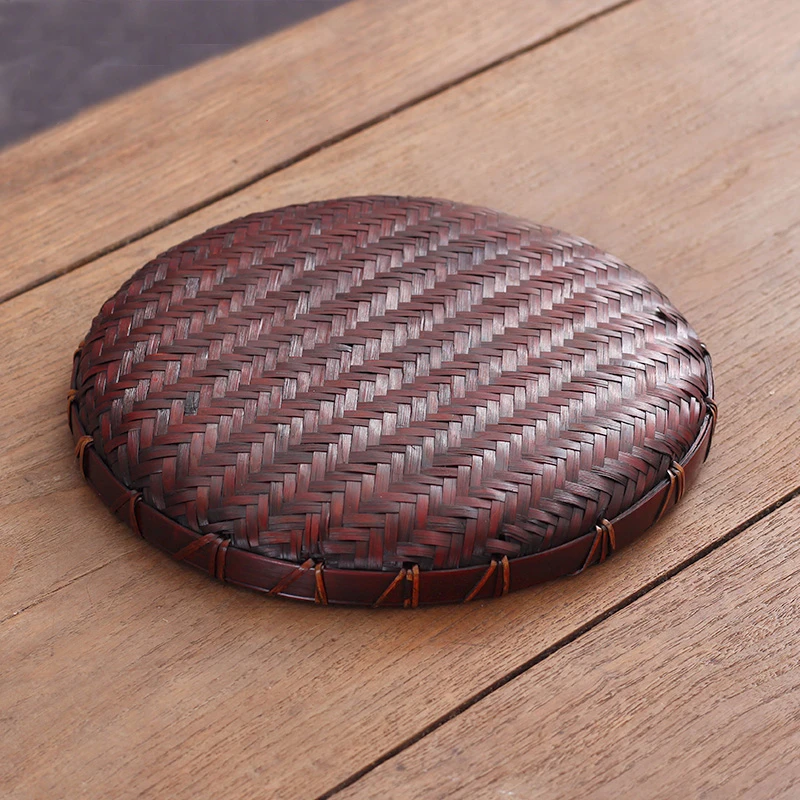 Bamboo Fruit Basket Tea Tray Serving Table Plate Weave Snacks Food Storage Container Dish For Home Decoration Round Handmade