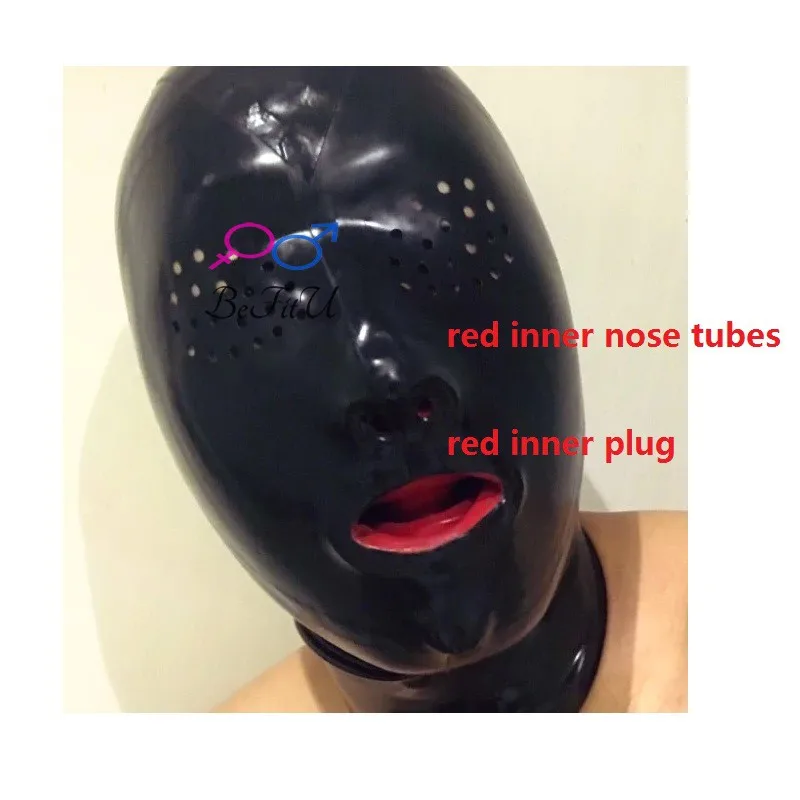 Латексные костюмы маски-капюшоны w черная молния рот материал оболочка заглушка сетчатые глаза