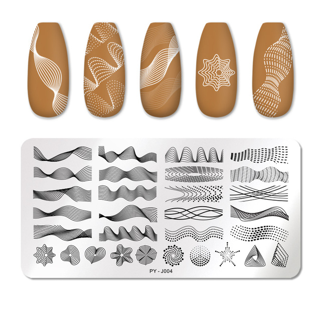 YOU Geometry Nail Stamping Plates Lines Animal Fruits Theme Template Plate Mold Nail Art Stencil Tools