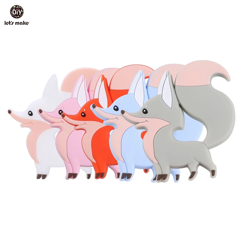 

Let's make 1pc Baby Teether Fox Shape Food Grade Silicone Rodent Diy Pacifier Chain Bpa Free Teething Toys Baby Silicone Teether