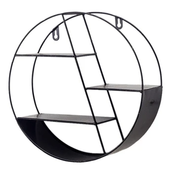 

Metal Decorative Shelf Round Hexagon Storage Holder Rack Shelves Home Wall Decoration Potted Ornament Holder Rack