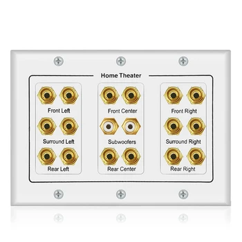 

8.2 Speaker Wall Plate with 16 Banana Post and 2 RCA for Surround Home Theater