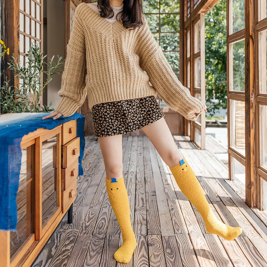 JAYCOSIN, длинные носки для женщин, японские повседневные хлопковые носки с принтом, теплые, однотонные, вязаные, зима-осень, для девушек, для фестиваля, подарки 10