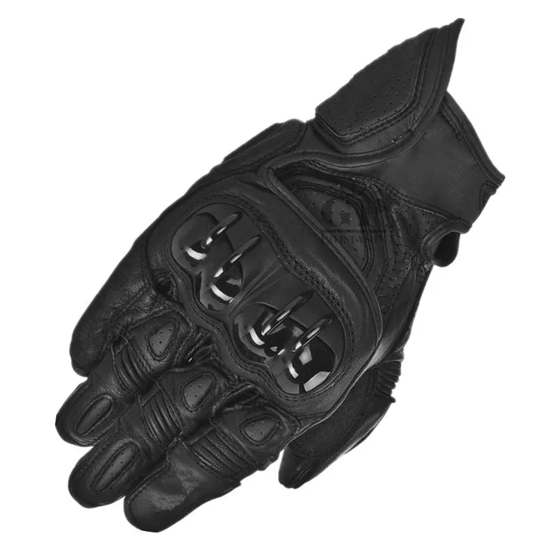 Кожаные Мотоциклетные Перчатки Alpines GPX Stars Motociclista Guantes MTB Мотокросс перчатки luva Moto S1 полный палец дорожные гоночные перчатки - Цвет: Black