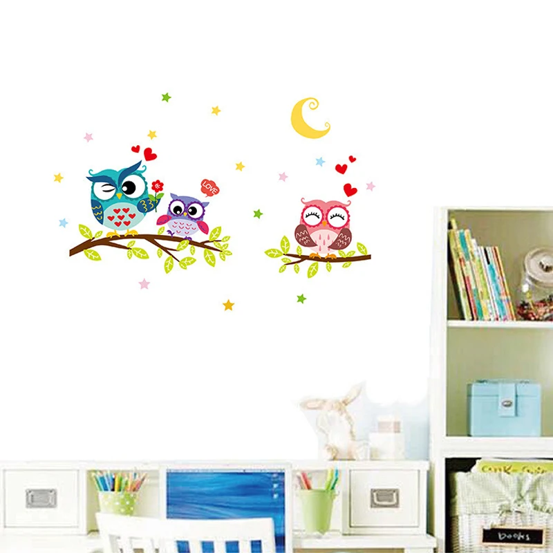 

Waterproof Cartoon Animal Owl Wall Sticker for Home Decor Happy Wallpaper Removable Wallpapers for Living Room