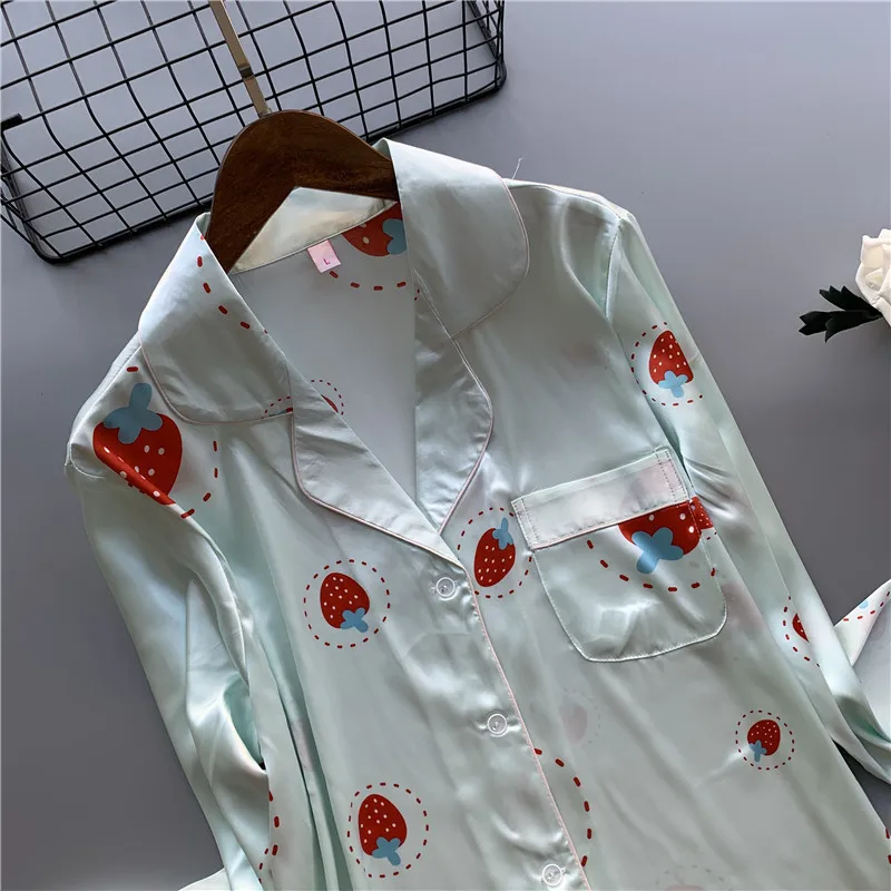 Lisacmvpnel шелк льда печати модная ночная сорочка осень тонкий срез с длинным рукавом Свободные Плюс пижамы