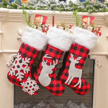 

Christmas Stocking Gift Bags Christmas Decoration for Home Lager Candy Holder Knitted Socks Xmas Ornaments New Year Kids Gift