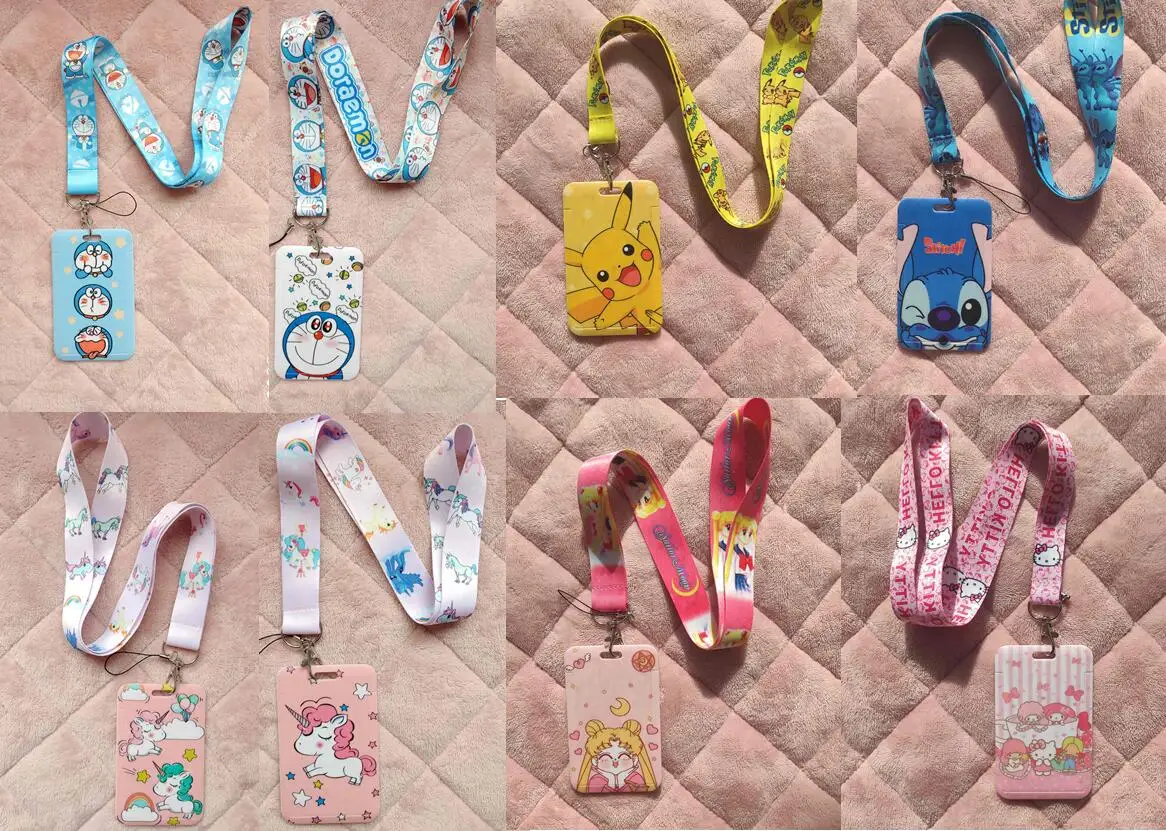 Precio bajo Cordón creativo de dibujos animados de Pikachu Stitch, tarjetero colgante de cuello para estudiante, cordón para teléfono, insignia, soporte para tarjeta de acceso de Metro, nuevo 0LdJlXWwnB1