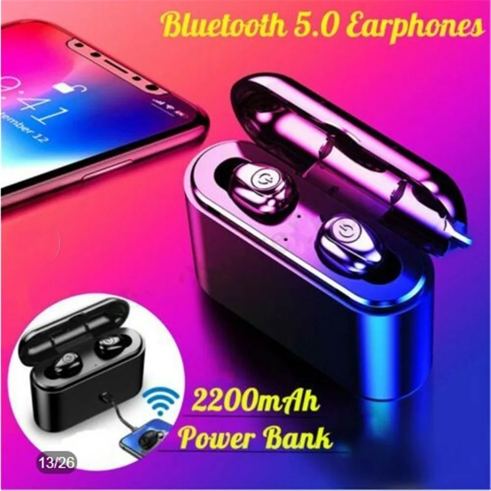 Tws-u8 Bluetooth 5,0 бинауральные беспроводные наушники акриловая стерео Спортивная гарнитура IPX7 пожизненная Водонепроницаемая гарнитура Мобильная мощность