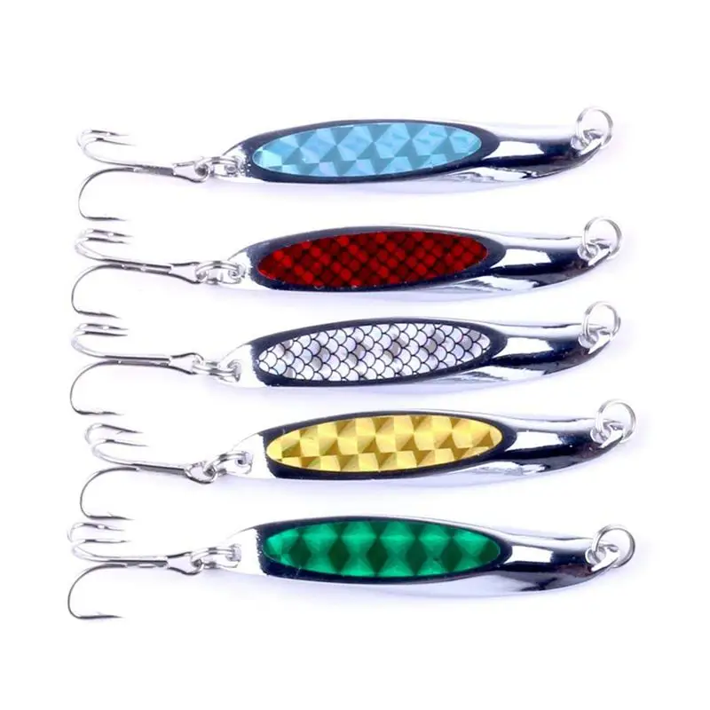 

Lot 5 Fishing Spoons Sinking Metal Lure Trolling&Casting Laser-Spoon Lures Bionic Wobbler Fishing Tackle Trout 21g