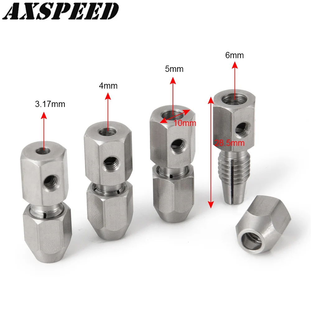 AXSPEED RC Boat Flexible Coupling Stainless Steel Flex Collet Coupler 3.17/4/5/6mm for Model Electric Boat Parts