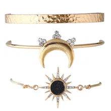 Модный золотой сплав, Солнцезащитный браслет с Луной, набор для женщин, корейский тренд, новые браслеты с цирконием, многослойные металлические ювелирные изделия, новинка