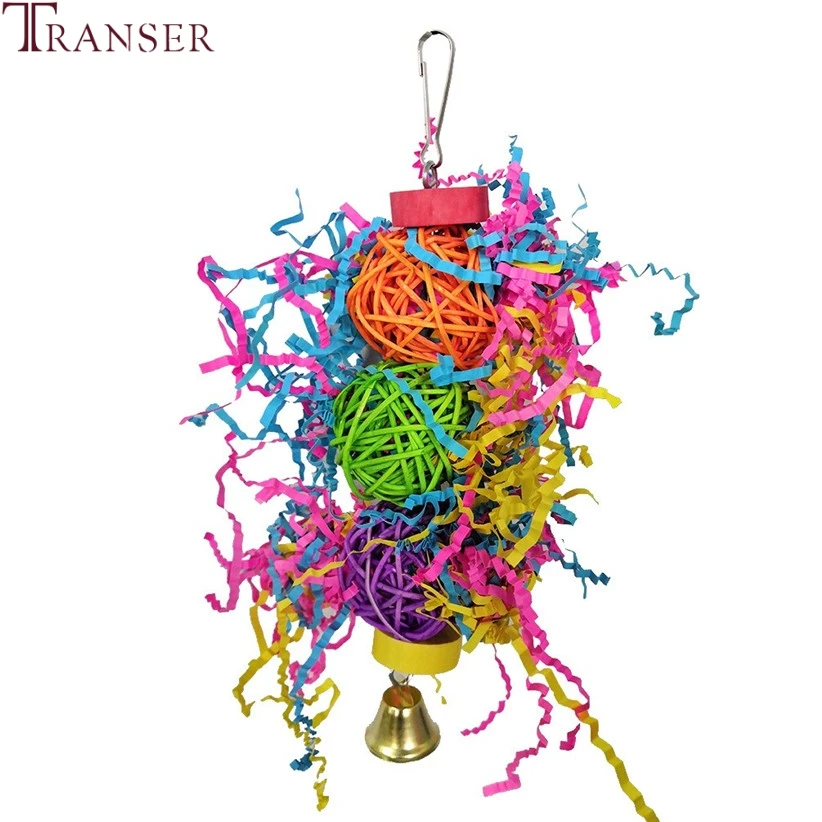 Transer 3 шт./лот, игрушка для птиц, красочная птица, попугай, ротанговый шар, игрушки, висячий колокольчик, клетка для домашних птиц, качели, игрушка 912