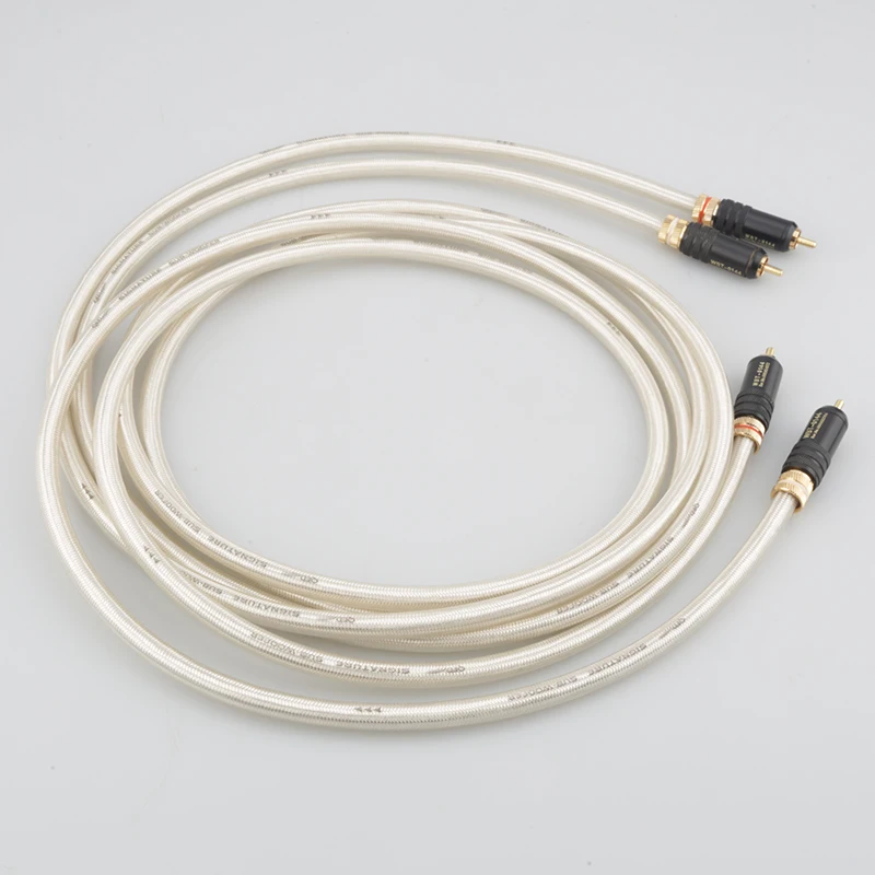 US $16.80 Free Shipping Hifi Signature OFC Silver Platedr Interconnect Cable With 0144 Gold Plated RCA Plugs