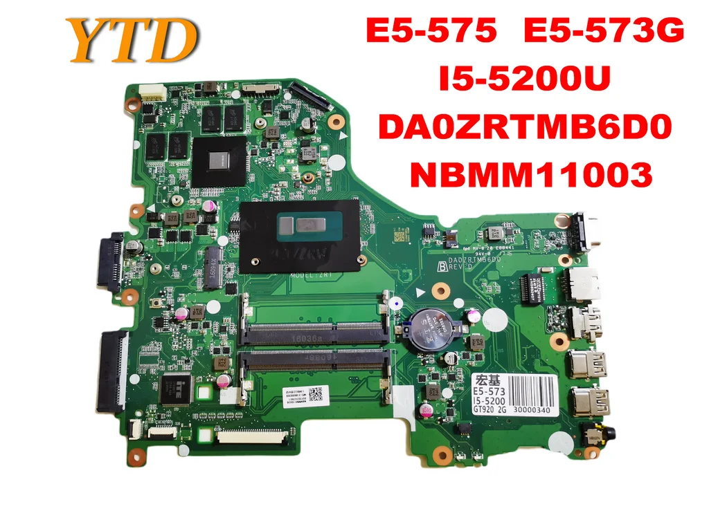 Оригинальный Для ACER E5-573 Материнская плата ноутбука E5-575 E5-573G I5-5200U DA0ZRTMB6D0 NBMM11003