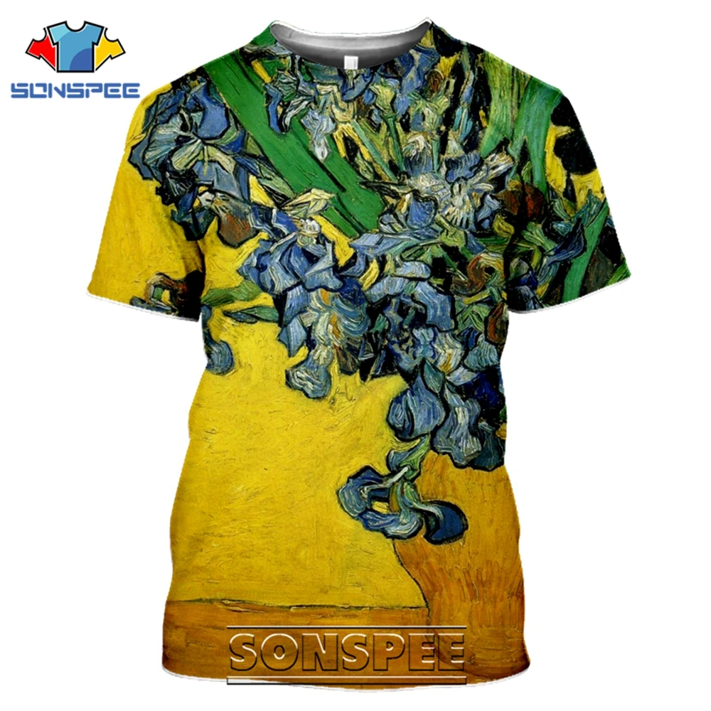 SONSPEE T-shirts Van Gogh 3D Print Men Women Casual Fashion Hip Hop Vintage Short Sleeve Streetwear Starry Night Tees Tops Shirt (18)