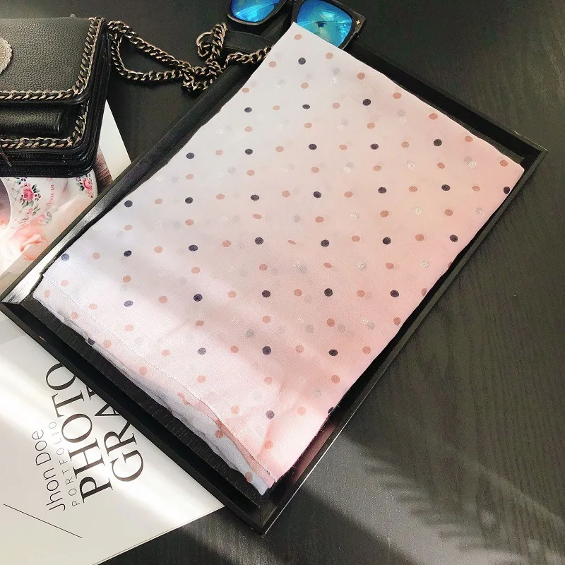 

Women Polka Dot Print Scarf Sun Protected Cape Shawls Fashion Summer Foil Oil Printed Scarves Girls Soft Tie Dye Gradient Scarf