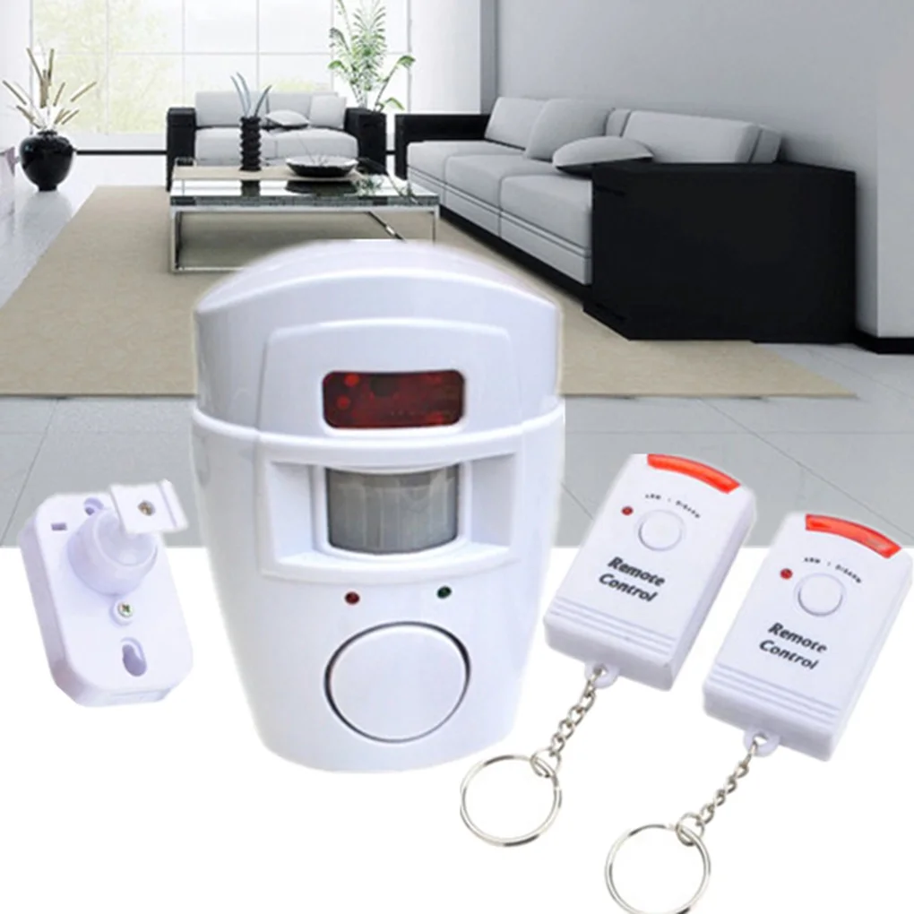 

Fit Shed Home Garage Caravan Wireless Pir Motion Sensor Alarm and 2 Remote Controls 110 Degree Scanning Area