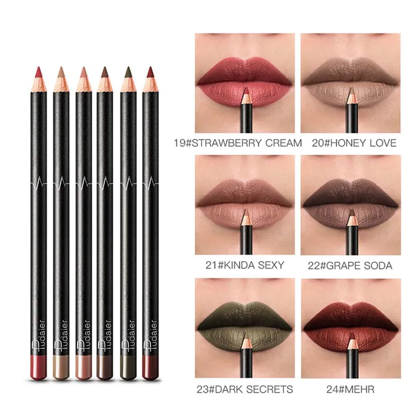 6 Pcs/set 36 Colors Waterproof Durable Lip Liner Matte Lipstick Pen Lips Makeup | Красота и здоровье