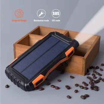 

Hot Solar Power Bank Waterproof 20000mAh Waterproof 2 USB Ports External Charger Powerbank With Falshlight for Xiaomi MI iPhone