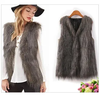 

LANSHIFEI Faux fur Gilet Girl Faux Fox Fur Jacket Imitation Fox Fur Long Vest Faux Fur Coat Winter Warm Fake Fur Sleeveless Coat