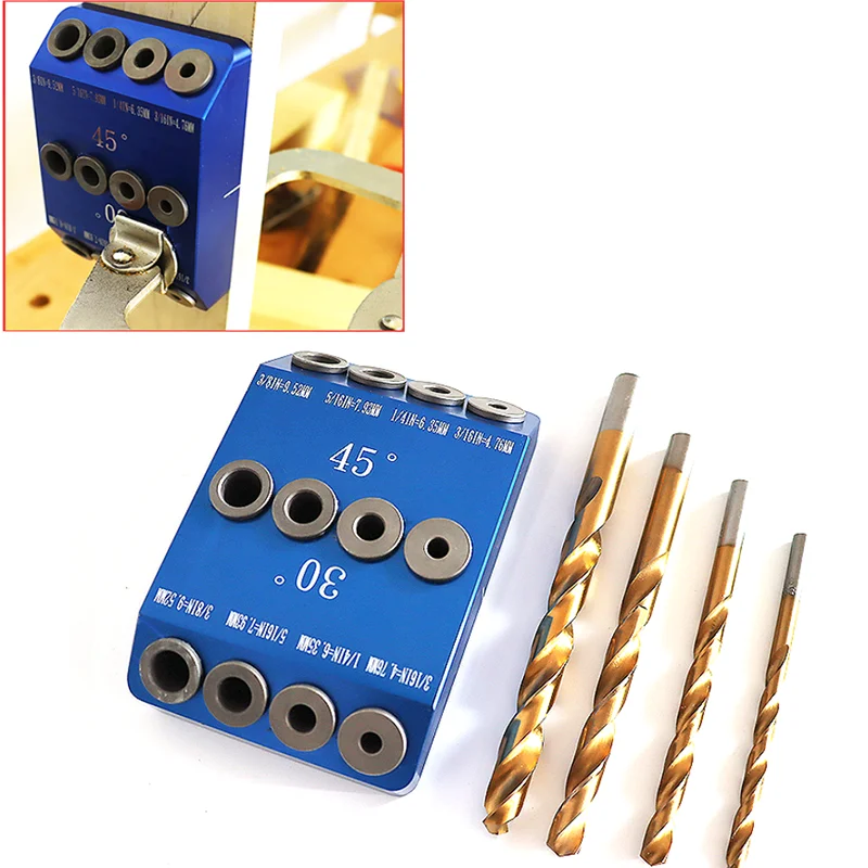 Multiangle Pocket Hole Drill Guide Dowel Jig 30 45 90 Degree Oblique