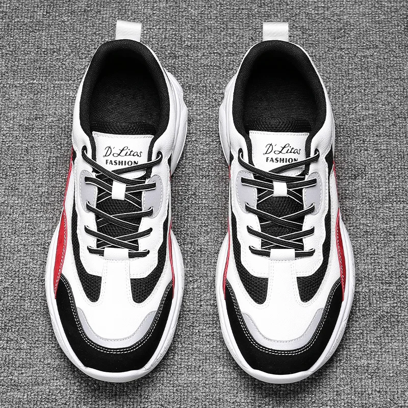 

New men's casual shoes mesh breathable lace up running men's sports shoes comfortable high thick soled dad shoes 39-44