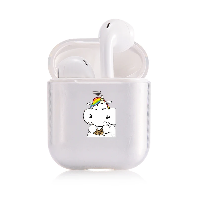 I200014 Портативный Airpods чехол беспроводной Единорог милый модный популярный прозрачный наушники прекрасная пара защитные наушники Забавный чехол - Цвет: I200014