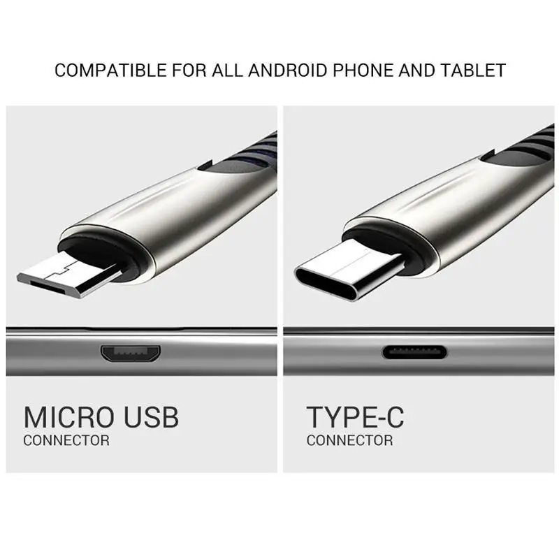 usb phone charger 5A Zinc Alloy Braided Micro USB Type-C Cable Data Sync Fast Charging Cord For Huawei P40 P30 P20 Lite Honor 7S 7A 7C 8A 8S 10I apple iphone charger cord