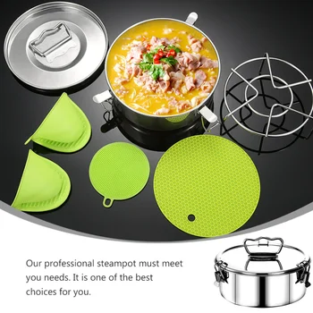 

Multifunctional Steam Pot Cooking Boiler Silver Stockpot Stainless Steel Steamer