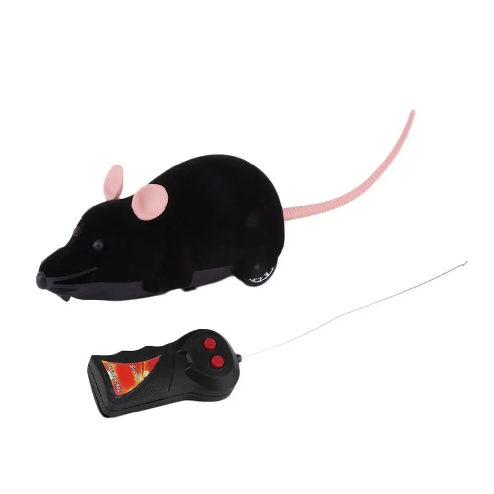 Мышь с ПДУ игрушка Беспроводной моделирование Животные электронная крыса Смешные движения игрушка "мышь" кошка игрушка Подарки - Цвет: Black