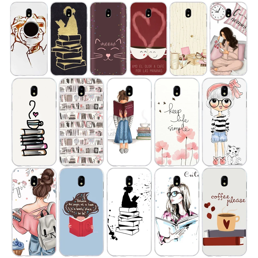 88AA Book Girl Heart Coffee gift Soft Silicone Tpu Cover phone Case for Samsung Galaxy J3 J5 2016 2017 case | Мобильные телефоны и