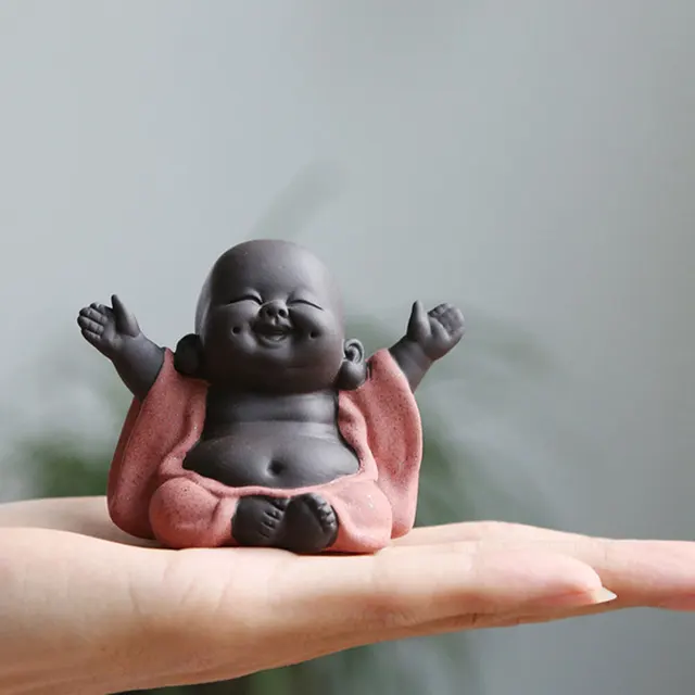 Statue de bouddha Maitreya en céramique, Sculpture de thé, Figurine Zen de thé, Figurine de moine, ornement d'exposition artisanal, décoration de thé pour la maison 3