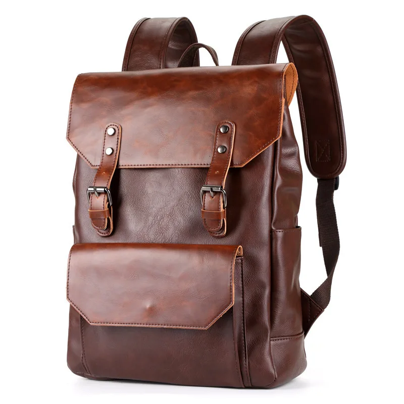 Moderne minimalistische mode lederen rugzak studenten grote capaciteit trend mannen en vrouwen computer tas Moderne minimalistische mode lederen rugzak studenten grote capaciteit trend mannen en vrouwen computer tas