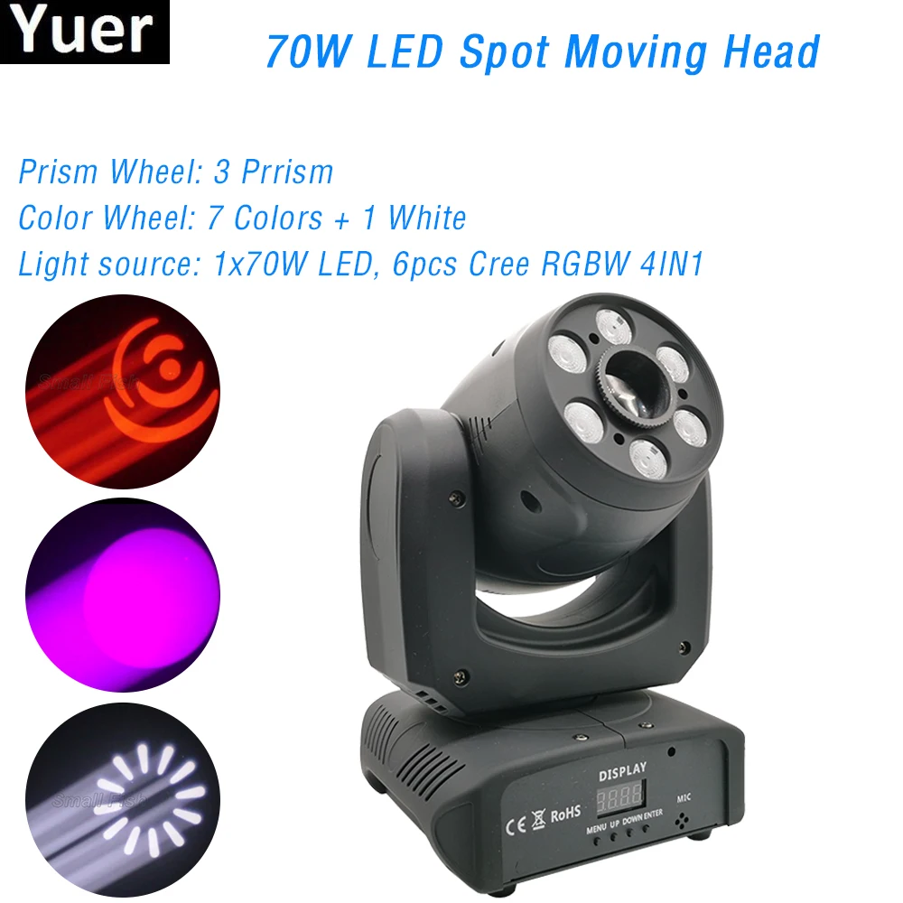 Миниатюрный светодиодный прожектор 70 Вт DMX512 Gobo движущийся Точечный светильник
