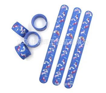 

24pcs new hot sale unicorn clap ring bangle silicone environmental color printing children's wristband free shipping