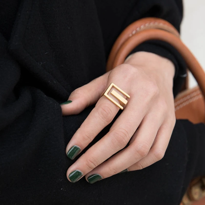 Geometric Rectangle Wide Rings for Women Punk Hip Hop Gold Color Fingers Ring Trendy Statement Ring Fashion Jewelry Dropship New|Rings| - AliExpress