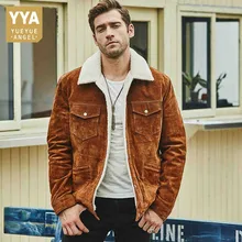 Брендовая мужская куртка из натуральной свиной кожи, модная уличная теплая верхняя одежда из овечьей шерсти в американском стиле, Высококачественная байкерская куртка, XS-3XL