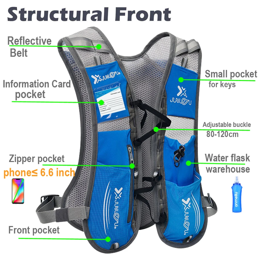 5L бег гидратации рюкзак сумка Жилет Жгут воды мочевого пузыря Пешие прогулки Кемпинг марафон гонки спорт оранжевый