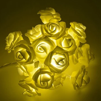 

New Rose Flower LED String Lights Battery Operated Christmas Holiday Lights for Valentine Wedding Decoration,3 Meter 20 Led Warm