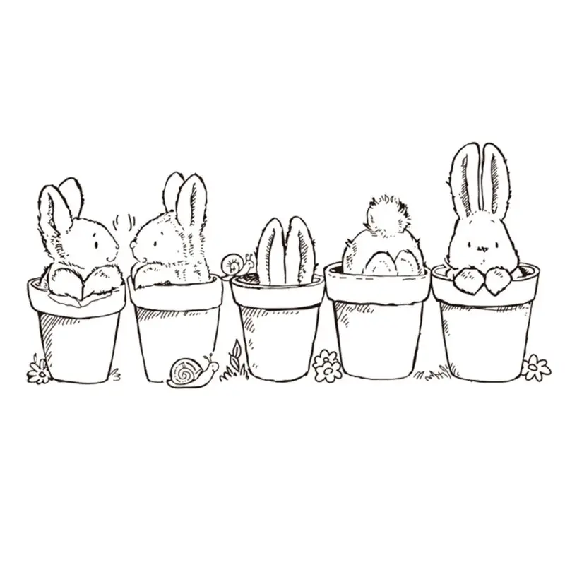 Easter Bunny Potted Plant Silicone Clear Seal Stamp DIY Scrapbooking Embossing Album Decorative Paper Craft Art Handmade Gift | Дом и сад