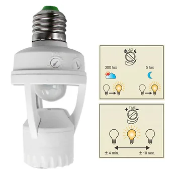 

New 360 Degrees 60W PIR Induction Motion Sensor IR infrared Human E27 Plug Socket Switch Base Led Bulb Light Lamp Holder