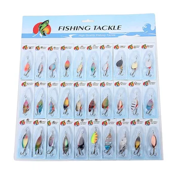 

30 X Metal Mixed Spinners Fishing Lure Pike Salmon Baits Bass Trout Fish Hooks