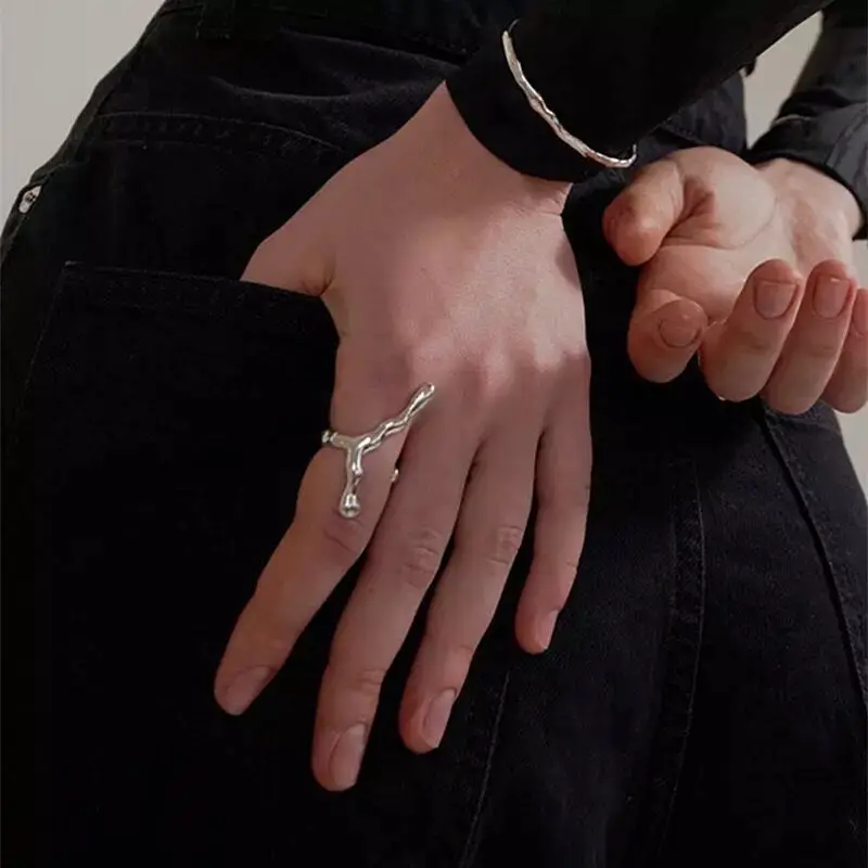 HUANZHI-2020-New-Golden-Silver-Color-Trend-Punk-Geometry-Irregular-Lava-Folds-Ring-for-Women-Girls (1)