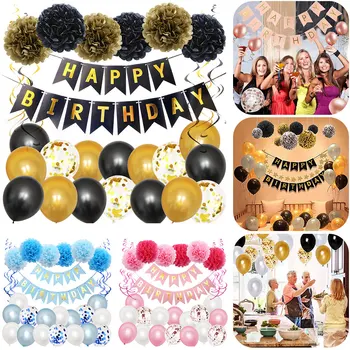 

Ball Balloon Set Flower Birthday Balloon Fish Tail Hot Stamping Flag White Pink Rose Paper Flower Ball Spiral Ornament Balloons