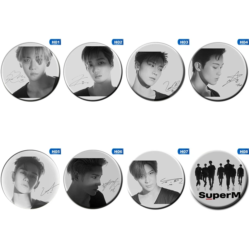 Значок KPOP SUPER M брошь диаметр 58 мм BAEKHYUN MARK TEN KAI LUCAS TAEMIN SuperM броши для друзей|Броши| |