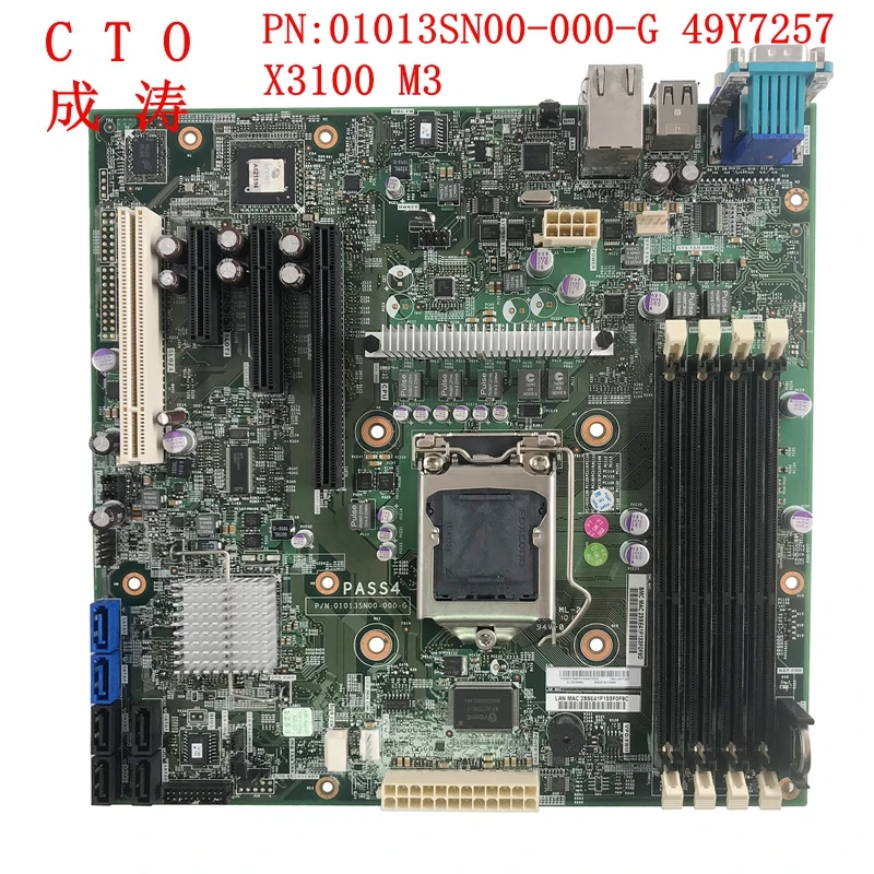 CTO Оригинальная материнская плата сервера Lenovo IBM X3100 M3 PN:01013SN00-000-G 49Y7257 была